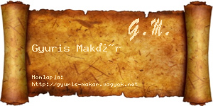 Gyuris Makár névjegykártya